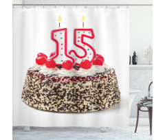 Cherry Cake Candles Shower Curtain