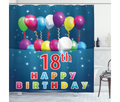18 Birthday Balloons Shower Curtain
