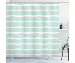 Wavy Lines White Striped Shower Curtain