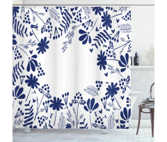 Botanic Flowers Leaves Shower Curtain