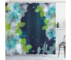 Grunge Abstract Flowers Shower Curtain