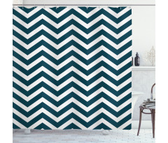 Zigzag Chevron Blue Lines Shower Curtain