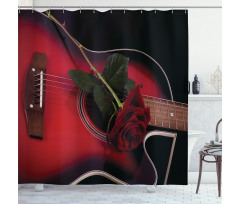 Guitar with Love Rose Shower Curtain