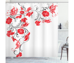 Japanese Flowers Ivy Shower Curtain