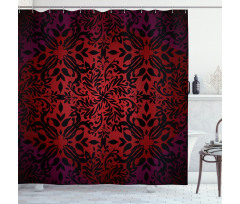 Orient Flowers Leaves Shower Curtain