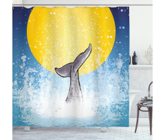 Fish Tail Ocean Full Moon Shower Curtain