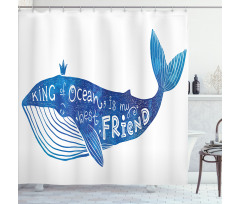 Whale King Friend Shower Curtain