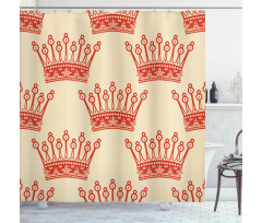 Vintage Red Crown Pattern Shower Curtain