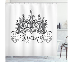 Crown Lettering Baroque Shower Curtain