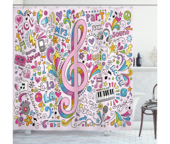 Music Clef Groovy Doodles Shower Curtain