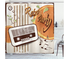 Party Art with Old Radio Shower Curtain