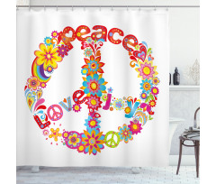 Peace Love Joy Flowers Shower Curtain