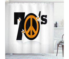 70's Peace Daisies Shower Curtain