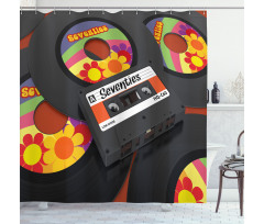Cassette Vinyl 70s Shower Curtain