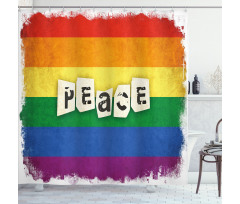 Grunge Flag Peace Word Shower Curtain