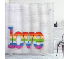 Love Sign on Wood Planks Shower Curtain