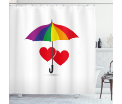 Hearts Umbrella Love Shower Curtain