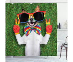 Gay Dog Peace Sign Pride Shower Curtain