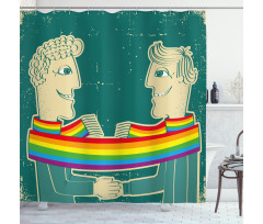 Gay Couple with Scarf Shower Curtain