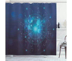 Zodiac Signs in Space Shower Curtain