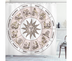 Circle of Zodiac Sign Shower Curtain