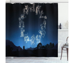 Sketchy Zodiacal Sign Shower Curtain