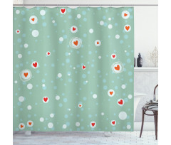 Sketch Circles and Hearts Shower Curtain