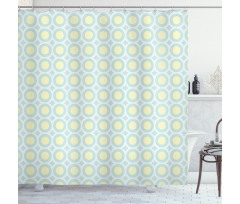 Retro Circles Inner Dots Shower Curtain