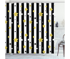 Vertical Lines Stars Shower Curtain