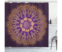Round Folkloric Pattern Shower Curtain