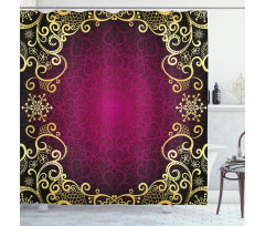 Purple Frame Curls Shower Curtain