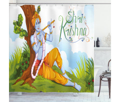 Playing Flute Forest Shower Curtain