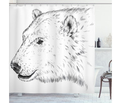 Polar Bear Face Sketchy Shower Curtain