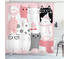 Funny Kittens Humor Doodle Shower Curtain