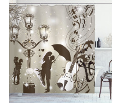 Kissing Couples Music Shower Curtain