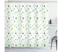 Green Toned Polka Dots Shower Curtain