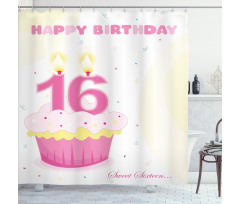 Cupcake Candle Girls Shower Curtain