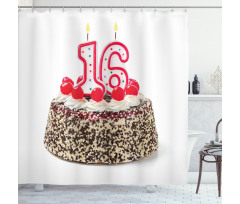 Cake Candles Cherry Shower Curtain