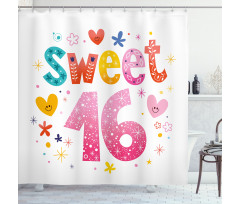 Hearts Flowers Shower Curtain