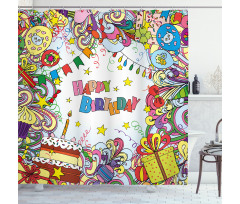 Colorful Cartoon Party Shower Curtain