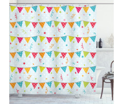 Birthday Party Flags Stars Shower Curtain