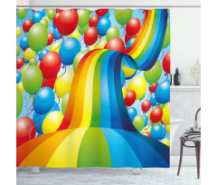 Balloons Ribbons Wavy Shower Curtain