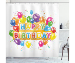 Vivid Birthday Balloon Shower Curtain