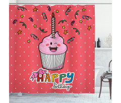 Pink Cupcake Bow Shower Curtain