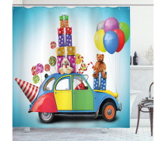 Car Hat Toys Lollipops Shower Curtain