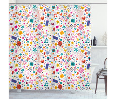Hearts Musical Notes Shower Curtain