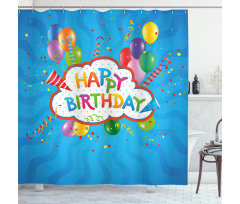 Greeting Text Party Hats Shower Curtain