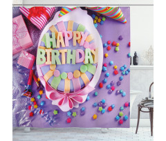 Birthday Cake Presents Shower Curtain