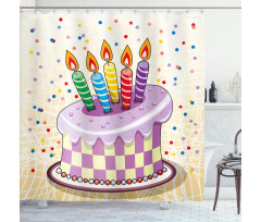Cake Candles Dots Stars Shower Curtain