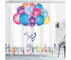 Balloon Bouquet Hearts Shower Curtain